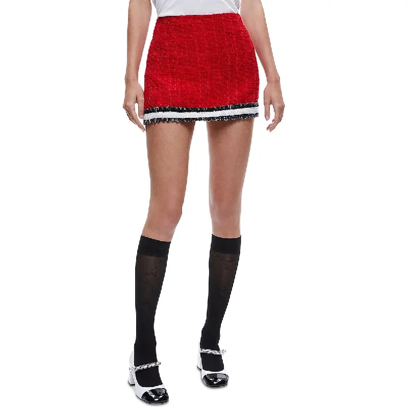 Womens Fringe Textured Mini Skirt high waist skirt