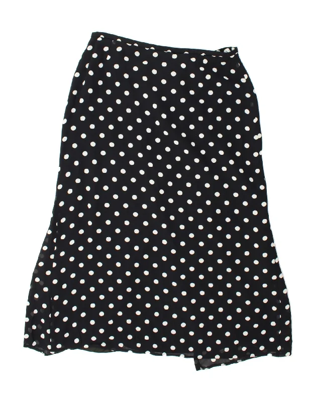 BIANCA Womens A-Line Skirt UK 18 XL W34  Black Polka Dot wool skirt warm