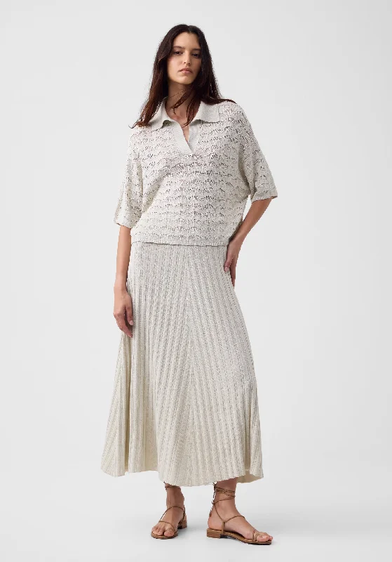 Calista Knit Skirt_Silver cashmere skirt fine