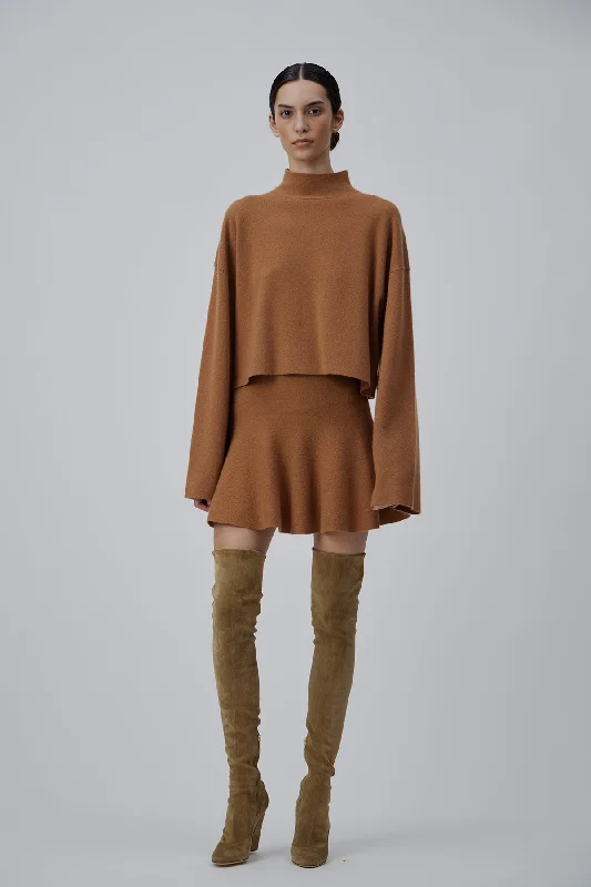 CASHMERE MINI SKIRT IN MACCHIATO lace skirt intricate
