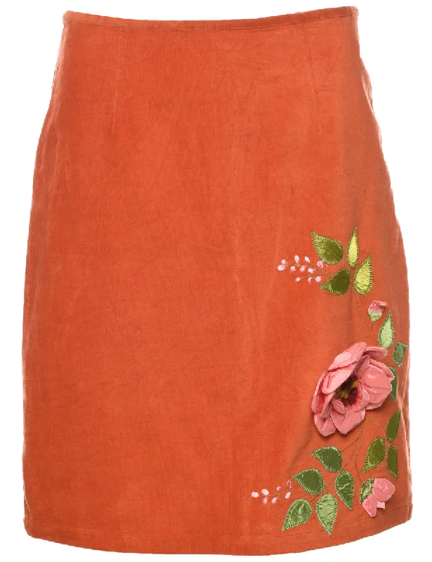 Embroidered A-line Skirt - M lightweight skirt design