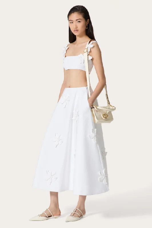 Floral Appliqué Crop Top & Skirt Set patchwork skirt art