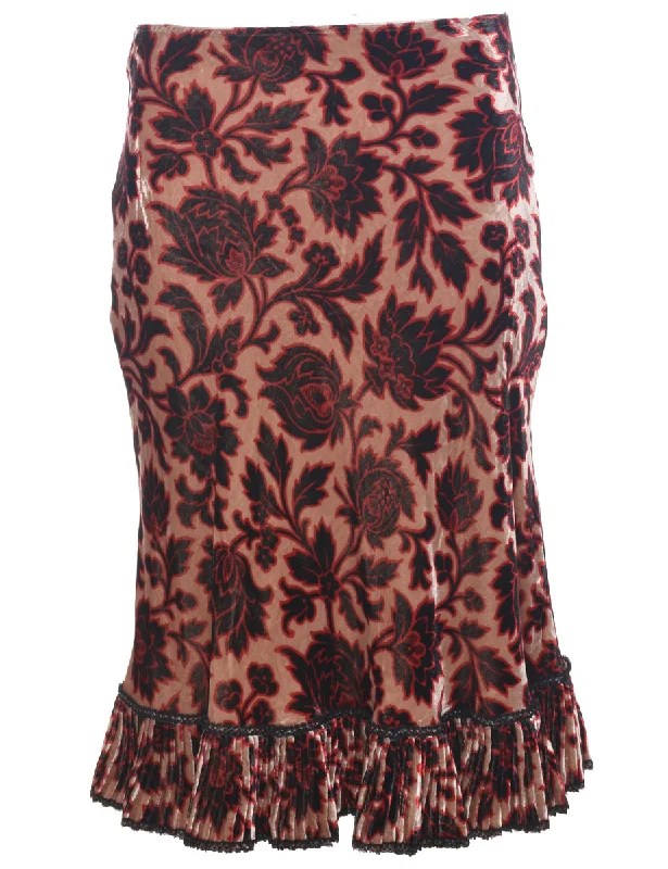 Floral Pattern Midi Skirt - S chiffon skirt floaty