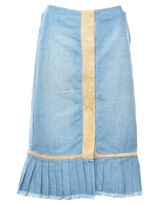 Frayed Edge 1990s Light Wash Denim Skirt - M cashmere skirt fine