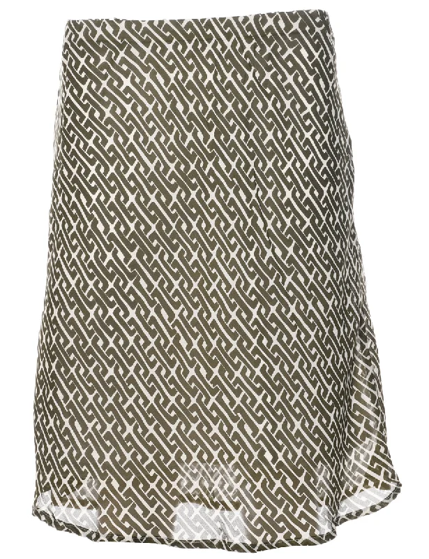 Geometric Print Flared Skirt - M wrap skirt elegant