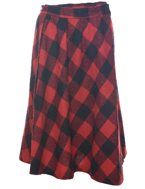 Gingham Flared Skirt - M asymmetrical skirt cut