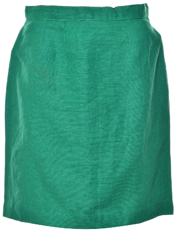 Green Pencil Skirt - M linen skirt light
