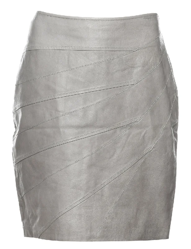 Grey Leather Skirt - M chiffon skirt airy