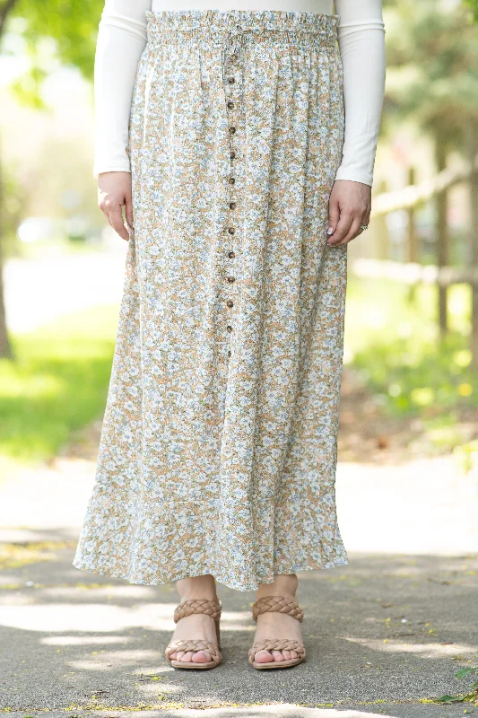Layne Button Front Skirt in Tropical Breeze denim skirt durable