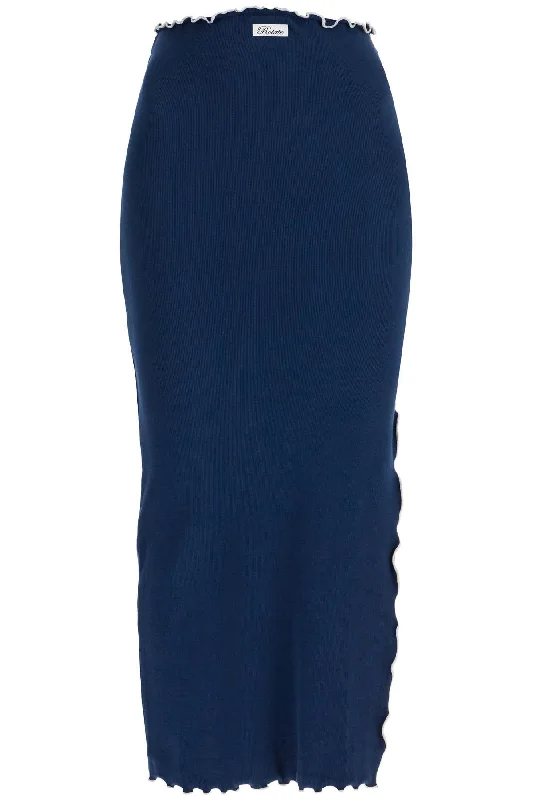 Midi Skirt With Contrasting Hemline silk skirt sleek