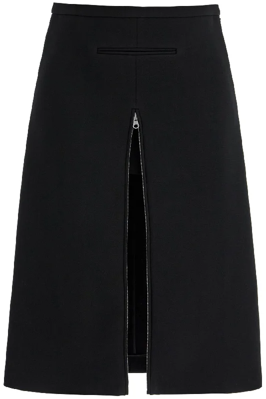 Midi Twill Skirt With Zipper cashmere skirt soft