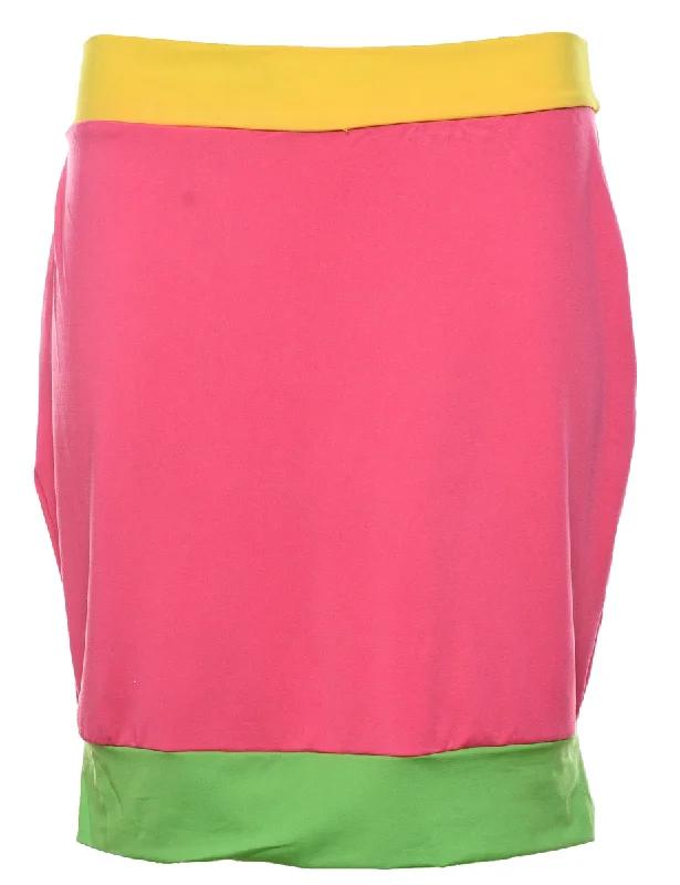 Multi-Colour Colour Block Pencil Skirt - M velvet skirt glossy