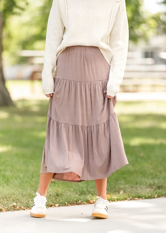 Nellie Tiered Maxi Skirt linen skirt light
