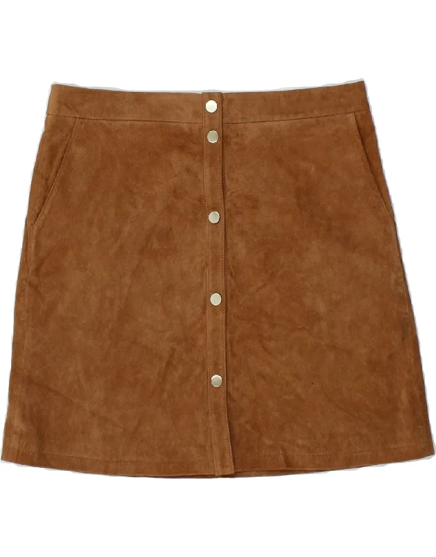 ORSAY Womens Leather Skirt EU 40 Medium W32  Brown Leather corduroy skirt cozy