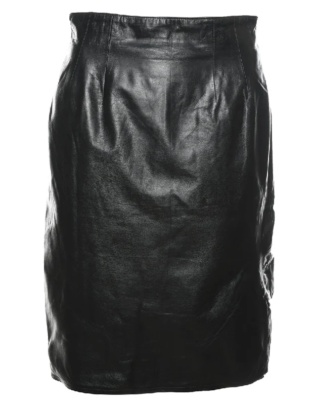 Pencil Shape Leather Skirt - S summer skirt style