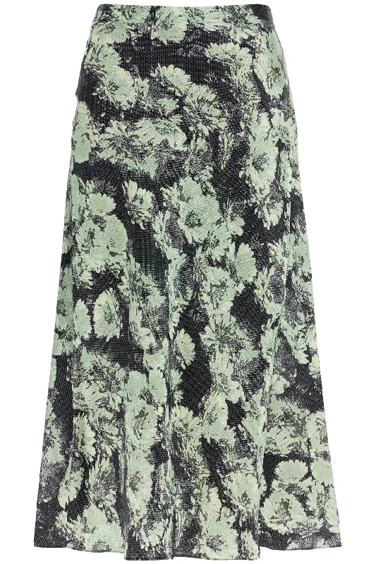 Printed Satin Skirt silk skirt lustrous