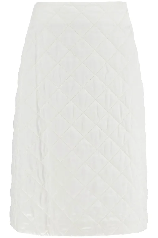 Quilted Midi Skirt elastic waist skirt