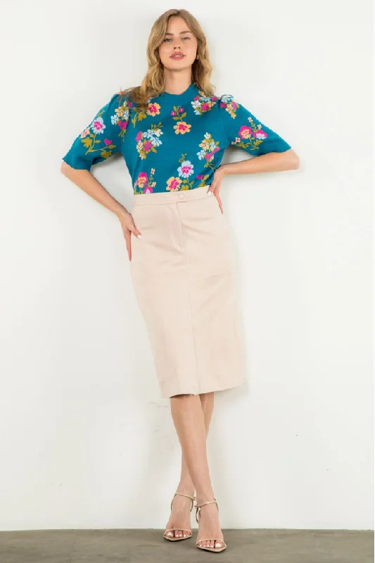 Rachel Suede Midi Skirt wool skirt warm