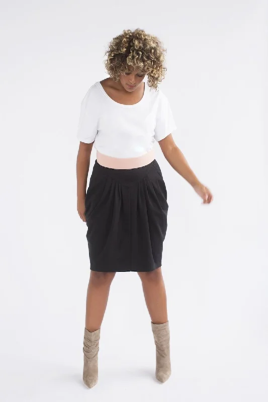 See Rose Go Pleated Skirt - Black relaxed fit skirt
