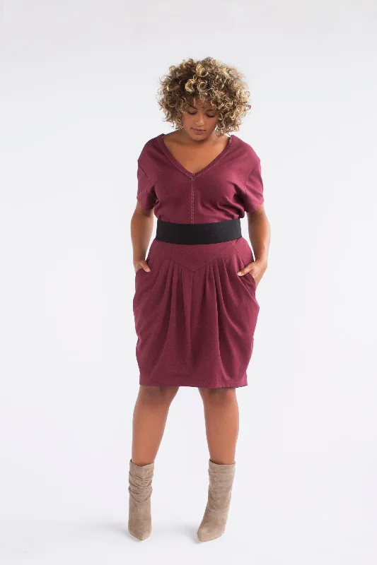 See Rose Go Pleated Skirt - Burgundy maxi skirt elegant
