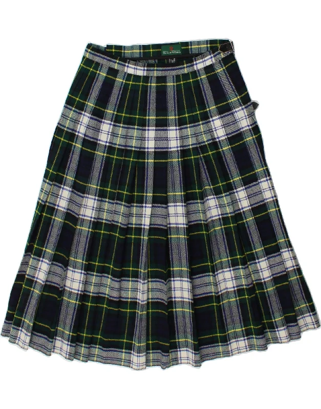 THE SCOTCH HOUSE Womens Wrap Skirt EU 38 Medium W30  Green Plaid New Wool silk skirt elegant