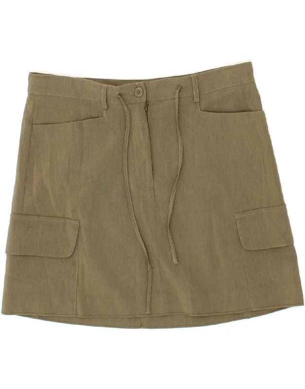 VINTAGE Womens Cargo Skirt W34 Large Khaki ribbed skirt waist