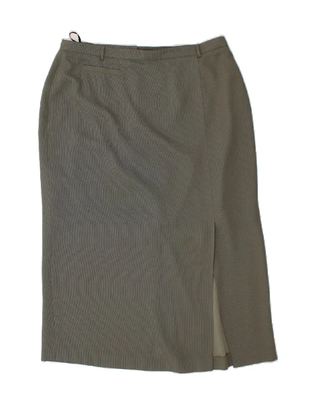 VINTAGE Womens Pencil Skirt UK 22 3XL W38 Grey Polyester silk skirt lustrous