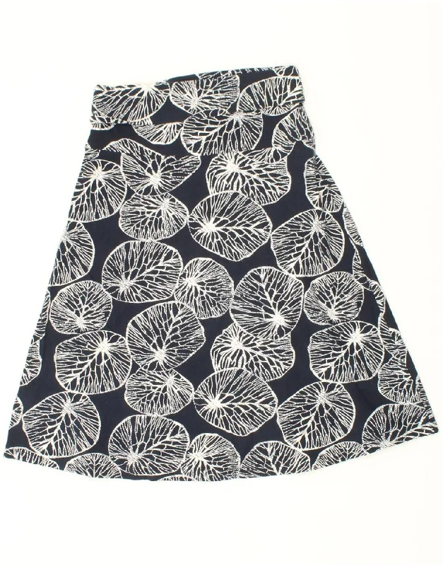 WEIRD FISH Womens Abstract Pattern A-Line Skirt UK 8 Small W27 Navy Blue tiered skirt playful
