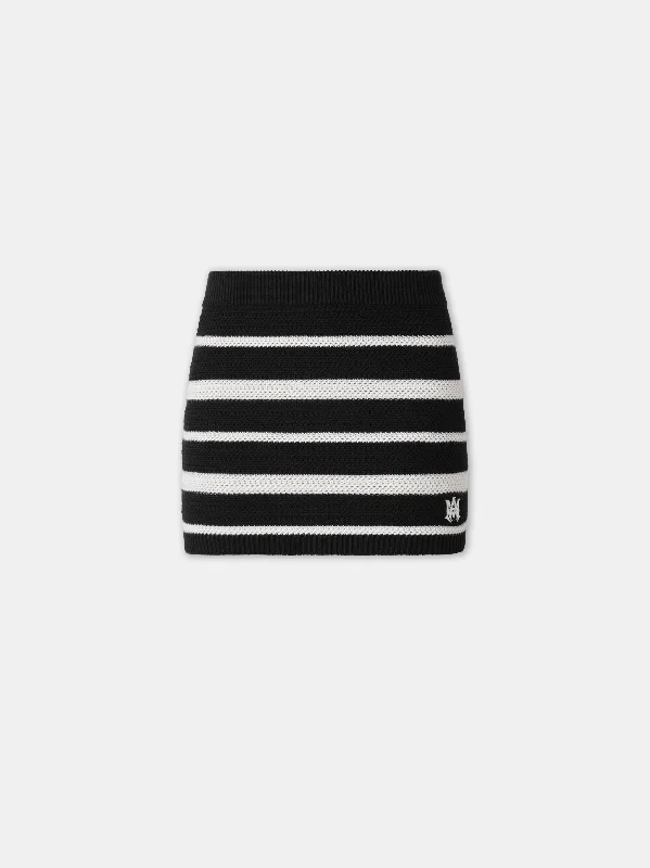 WOMEN - WOMEN'S MA STRIPED MINI SKIRT - Black leather skirt bold