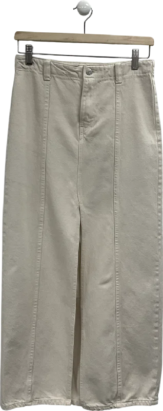 ZARA Cream Front Slit Denim Midi Skirt UK XS leather skirt sleek